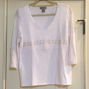 V-Neck Sweater with Bead Detail